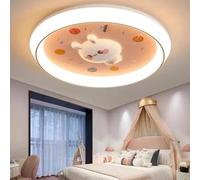 Générique Lustres, Plafonnier LED circulaire minimaliste moderne, éclairage créatif au Design de lapin, décor Style nordique for pépinière(Pink-D50cm,Dimmable)