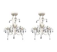Générique Lustres Suspendus à Cristaux 2 pcs Blanc élégant,Maison & Jardin,Luminaires,Appareils d'éclairage,Lustres,Blanc,3.8KG,278738