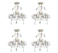 Générique Lustres Suspendus à Cristaux 4 pcs Blanc élégant,Lustres,7.6KG-278739