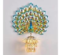Générique Lustres, V-intage Resin Peacock Wall Lamp Retro Animal Luxury Crystal Sconce Bedroom Bathroom Mirror Lights Living Room Home Decor(B)