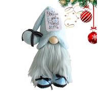 Générique Lutin Bleu & Hiver - Nain sans Visage en Peluche Noël | Figurine Collectible Amusante, pour Étagère À Niveaux, Plateau, Table, Cheminée, Décoration Maison