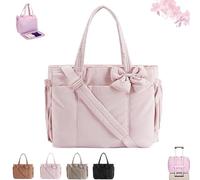 Générique Luvys Bag, Luvys Crush Bow Tote Bag, Quilted Puffy Crush Tote Bagswith Bow, for Daily Use Work Travel (Pink)