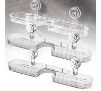 Générique Luxorio Suction Bathroom Organizer, No-Drill Bathroom Suction Storage Box, Movable Shower Shelf Suctions Cup, Easy to Clean for Above Sink Bathroom Showers Kitchen Rack (White*2)