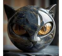 Générique Luxury Black Cat Stone Sculpture - Elegant Home Décor & Gift-Ready Art Piece, Cat Statues Home Decor (2PCS)