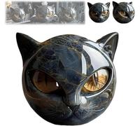 Générique Luxury Black Cat Stone Sculpture, Sculpture Noire la tête Chat Les Yeux Brillants, Cristaux Exquis et guérison sculptés à la Main sculptés, Éculptures Chaton créatif Mignons (Vert)