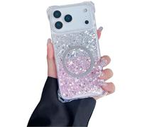 Générique Luxury Glitter Sequin Gradient Magnetic Case, Full Edge Fall-Resistant Case, Shockproof Cover for iPhone 17/16/15/14/13 Pro Max (Slive Pink,14promax)