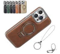 Générique Luxury Leather Invisible Stand Case for iphone 16/15/14pro Max, Slim Fit Protective Cover with High-End Invisible Bracket, Shockproof Scratch Resistant (16 Pro Max,Coffee)