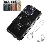 Générique Luxury Leather Invisible Stand Case for iphone 16/15/14pro Max, Slim Fit Protective Cover with High-End Invisible Bracket, Shockproof Scratch Resistant (15 Pro Max,Black)