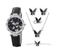 Générique Luxury Women’s Watch Set, Fashion Wristwatch with Butterfly Necklace, 1.97 inches, Elegant Bracelet Gift Box for Travel, Party, Mother’s Day, Stylish Ladies Accessory