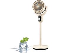 Générique Luxvalu Fan, ColdBlast Adjustable Fan, 120° Smooth Auto-Swivel-Whole Room Coverage, Portable Rechargeable Usb Table Fans, Bedroom Living Room Fans, Suitable For Home Office (Beige,Button)