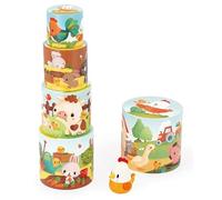 Générique Ma Première Pyramide Poule, Jeu Éducatif pour Enfants, Cubes Empilables avec Animaux de la Ferme, 5 Pièces, Jouet en Carton