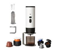 Générique Machine a Cafe Portable, 3 En 1 Cafetière Portable Avec Écran LED et Connecteur Type-C, Cafetières à Multi Capsules Avec Chauffage Automatique Pour Le Camping, Bureau, Maison, Voiture