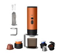 Générique Machine a Cafe Portable 3 en 1, Machine à Café Multi Capsules Avec Écran LED et Type-C, Chauffage Auto en 5-8 Minutes, Pour Camping, Bureau (Orange (avec support et sac en velours))