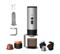 Générique Machine a Cafe Portable 3 en 1, Machine à Café Multi Capsules Avec Écran LED et Type-C, Chauffage Auto en 5-8 Minutes, Pour Camping, Bureau (Gris (avec support et sac en velours))