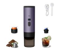 Générique Machine a Cafe Portable 3 en 1, Machine à Café Multi Capsules Avec Écran LED et Type-C, Chauffage Auto en 5-8 Minutes, Pour Camping, Bureau (Violet (sans support ni sac en velours))