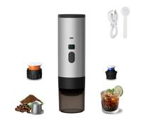 Générique Machine a Cafe Portable 3 en 1, Machine à Café Multi Capsules Avec Écran LED et Type-C, Chauffage Auto en 5-8 Minutes, Pour Camping, Bureau (Gris (sans support ni sac en velours))