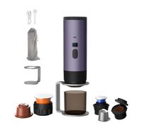 Générique Machine a Cafe Portable 3 en 1, Machine à Café Multi Capsules Avec Écran LED et Type-C, Chauffage Auto en 5-8 Minutes, Pour Camping, Bureau (Violet (avec support et sac en velours))