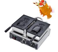 Générique Machine À Glace À Gaufres Commerciale - Gaufrier Taiyaki Électrique 1600W En Acier Inoxydable, Contrôle De Température 50-300 °C Et Minuterie 0-5 Min, Pour Restaurants Et Snack-Bars