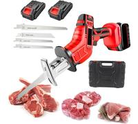 Générique Machine à Scie à Os Portable Durable Scie De Boucherie Domestique Commerciale éLectrique Scie à Os De Boucher Portative avec Lames De Scie pour Couper La Viande/Os/Bois,2 Batteries