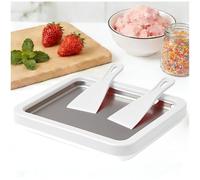 Générique Machine à Yaourt Glacé pour Sorbet, Moule à Roulettes, Plaque Froide Instantanée avec 2 Racloirs - Idéale pour Crème Glacée, Gelato, Fruits, Milkshake, Smoothie,Blanc,8.85''x6.88''