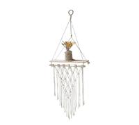 Générique Macrame Boho Wall Shelf Set - Hand Woven Hanging Storage Rack, Decorative Wall Mounted Display Item, Rustic Home Organization Accessory Tool | Stylish Interior Accent Piece Bedroom Setup