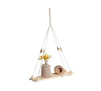 Générique Macrame Boho Wall Shelf Set - Hand Woven Hanging Storage Rack, Decorative Wall Mounted Display Item, Rustic Home Organization Accessory Tool | Stylish Interior Accent Piece Bedroom Setup