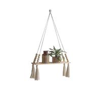 Générique Macrame Boho Wall Shelf Set - Hand Woven Hanging Storage Rack, Decorative Wall Mounted Display Item, Rustic Home Organization Accessory Tool | Stylish Interior Accent Piece Bedroom Setup