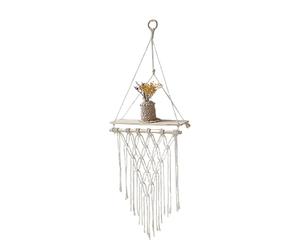 Générique Macrame Boho Wall Shelf Set - Hand Woven Hanging Storage Rack, Decorative Wall Mounted Display Item, Rustic Home Organization Accessory Tool | Stylish Interior Accent Piece Bedroom Setup