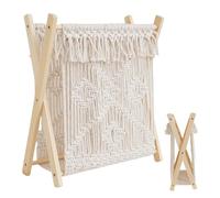 Générique Macrame Book Holder | Versatile Newspapers Storage Rack - 37x42x17cm Sophisticated Look Newspapers Storage Basket With Wooden Frame | Practical Present For Bedroom, Nursery, Living Room