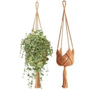 Générique Macrame Hanger - Woven Rope Plant Holder Set | Boho Crochet Ceiling Decor | Hanging Flower Pot Basket Support | Window Porch Balcony Garden Ornament | Stylish Indoor Outdoor Planter Display