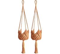 Générique Macrame Plant Hanger - 35in Macrame Plant Holder | 2 Woven Rope Hanger | Flower Pot Mesh Pocket | Trendy Crochet Ceiling Flower Pots Basket Home Decor for Window Living Room