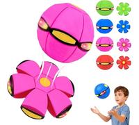 Générique Magic Ball - Children's Bouncing Balls, Dual Form Time Delay Transformation Bouncy Ball with 6 Lights, Magic Flying Saucer, Parent-Child Interaction Toy (Pink,with Light)