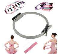 Générique Magic Circle Pilates Ring, Pilates Magic Circle, 15 inch Pilates Circle Ring, for Toning Arms and Inner & Outer Thighs, with Pilates Essential Bands (Gray)