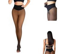 Générique Magic Fleece Lined Leggings for Women,Fake Translucent Thermal Leggings - High Waist Tummy Control & One-Seam Shaping. Warm Faux Sheer Look Compression Pantyhose for Winter (Tan-XS/S)