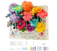 Générique Magic Petal Flower Art Kitt - DIY Paper Flower Craft Kit, Fun Bouquet Craft, Create 3D Blossoms with Colorful Petals, Children's Dyed Flowers DIY Materials Toys