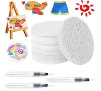 Générique Magic Puffy Paint, 3D Drawing Magic Canvas Sponge, Foam Texture Blank Painting Paper,with Soft Brush and Easel, Puffy Popcorn Drawing Pens Colors Tool for Kids DIY Art Craft (Circle)