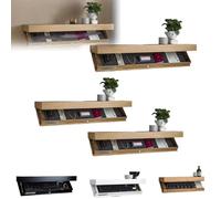 Générique Magicflap Designer Shelf with Secret Compartment, Floating Shelf with Hidden Compartment, Wall-Mounted Storage Solution, for Living Room Or Office (Wood,3PCS)