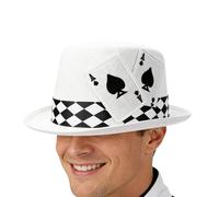 Générique Magician Hat - Playing Card Print Cowboy Hat | Stage Performance Hât | Black White Walnut Pattern, Felt Material, 29.5x25x13cm, For Adult Costume Party Outfit Halloween Cosplay