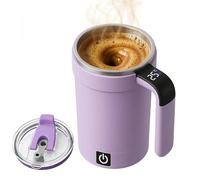 Générique Magnetic Automatic Self Stirring Coffee Mug with Lid, Rechargeable Mixing Cup with LED Temperature Display for Home Office Kitchen Travel (Purple)