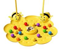 Générique Magnetic Bee Catcher Game with String & Headband, Bean Picking Tabletop Fishing Toy, Portable Hive Board Magnet Game for Family Party Travel Activities
