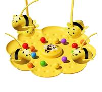 Générique Magnetic Bee Catcher Game with String & Headband, Bean Picking Tabletop Fishing Toy, Portable Hive Board Magnet Game for Family Party Travel Activities