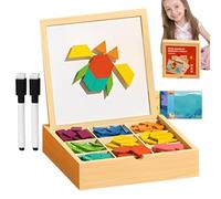 Générique Magnetic Blocks Toddler, Wooden Magnet Pattern Blocks Set, 8.86x8.86x2.76 inches Safe Geometric Cube Educational Toy, Stem Learning Puzzle Game for Travel, Home, Birthday Gift