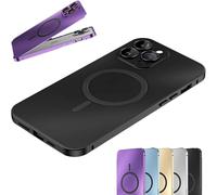 Générique Magnetic Charging Aluminum Metal Bumper Matte Shell for Iphone, Anti-Collision Matte Snap-on Phone Case, for Iphone 16/15/14/13/12 Pro Max (14 Pro Max,Black)