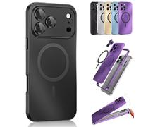 Générique Magnetic Charging Aluminum Metal Bumper Matte Shell for iPhone Case, Full Camera Protection Ultra Thin Cover for iPhone 17/16/15/14/13 (17Air,Black)