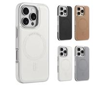 Générique Magnetic Charging Leather Case for iPhone 16 Pro Max 15, 14, & 13, Compatible with Magsafe, 360° Shock-Absorbent Bumper and Inner TPE Frame (for iPhone 15 Plus,White)