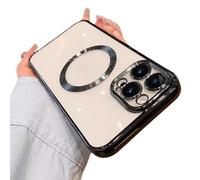 Générique Magnetic Clear Case for iPhone 17 Pro Max,16/15/14Series with Camera Lens Protector, Compatible with MagSafe, Full-Body Shockproof Anti-Scratch. (Black,for iPhone16 Plus)