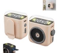 Générique Magnetic Clip-on Mini Bluetooth Speaker,Small Portable Wireless Bluetooth Speaker Support TF Card with Night Light Functions, for Indoor, Outdoor Travel Camping Hiking (Beige)