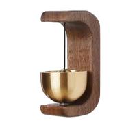 Générique Magnetic Door Chime - Wood Door Bell Chime for Sliding | Walnut Shell with Brass Internal Ring & Self Adhesive Backing for Restaurant, Shop Entrance, Housewarming and Home