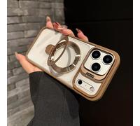 Générique Magnetic Dual Stand Clear Case for iPhone 17/16/15/14/13/12/11 Series, for iPhone 17 Pro Max Case, with Folding Stand (13,Gold)