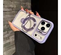 Générique Magnetic Dual Stand Clear Case for iPhone 17/16/15/14 Series, for iPhone 17 Pro Max Case with Folding Stand (for iPhone14promax,Light Purple)